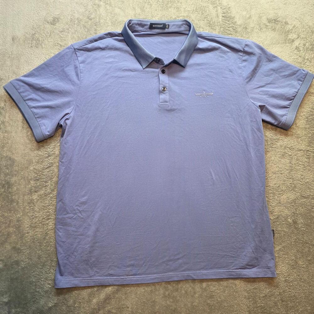 Barabas Polo Shirt Mens 2XL Purple Solid Stretch Cotton Spandex Logo Jersey Knit